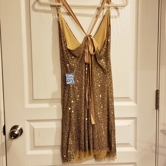 Free People Gold Rush Sequin Mini Dress Gold - Picture 7 of 7